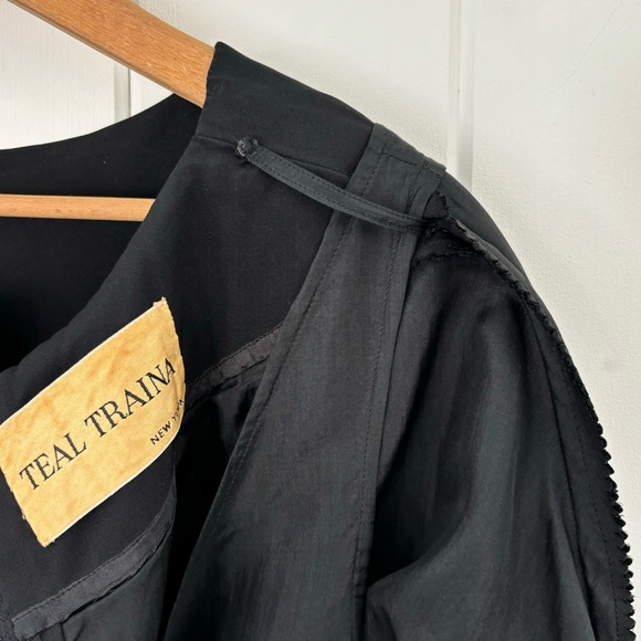 Vintage 1960s Teal Traina Dress Black Mod Unique Collectible Minimal Monochrome - Picture 11 of 16